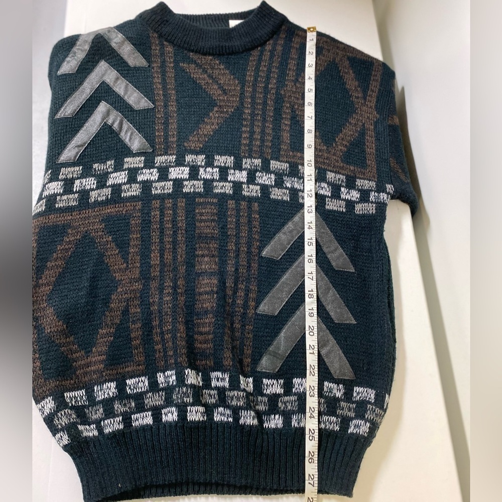 LUCIANO DIVANNI Vintage crewneck knit sweater, geometric patterns size medium - Picture 6 of 6
